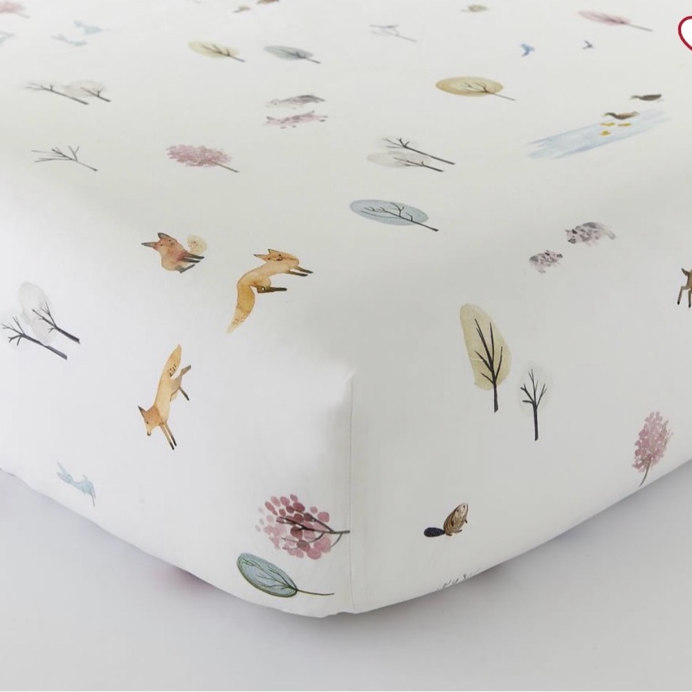 Pottery Barn Kids Dakota Woodland Organic Cotton Fitted Crib Sheet